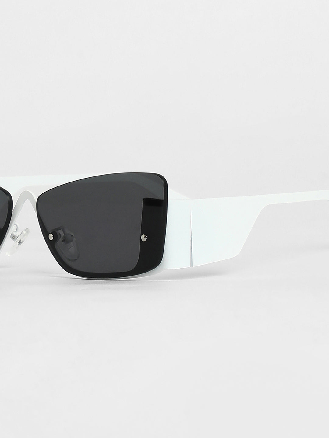 The Abstract Rectangular Sunglasses - Chalk White