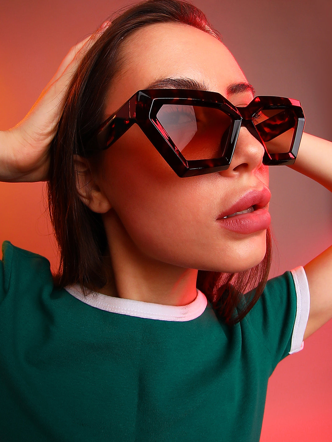 The Tortoise Shell Geometrical Sunglasses - Multicolour