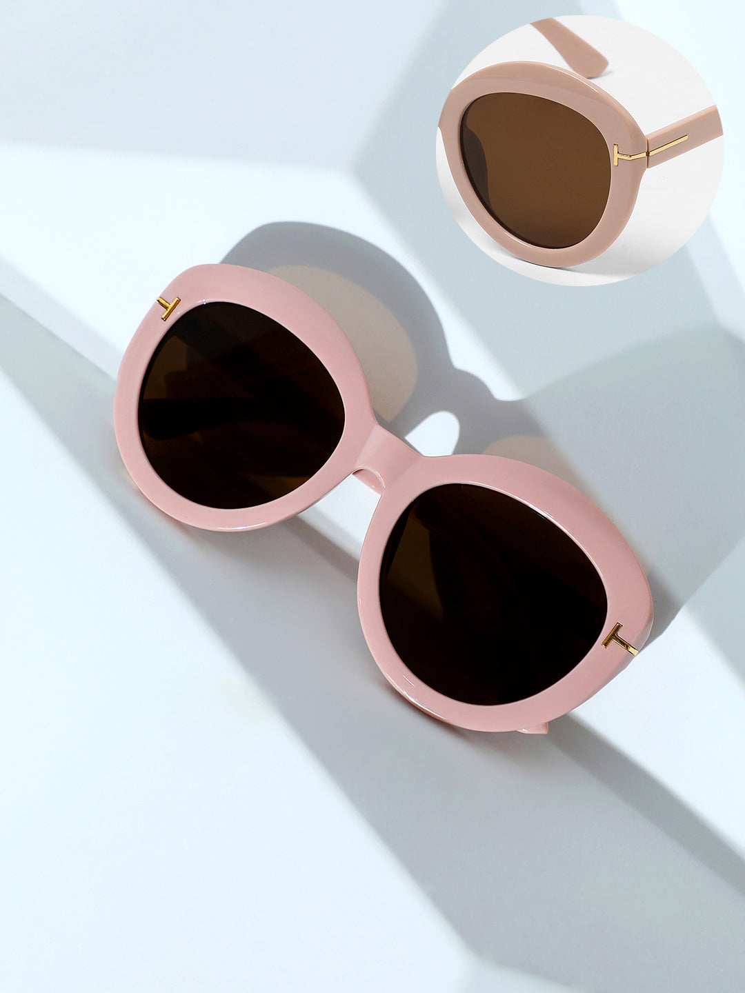 The Chunky Block Oversized Sunglasses - Blush Pink