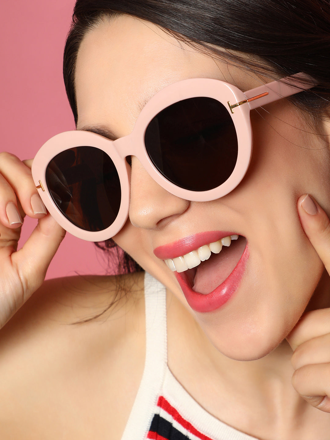 The Chunky Block Oversized Sunglasses - Blush Pink