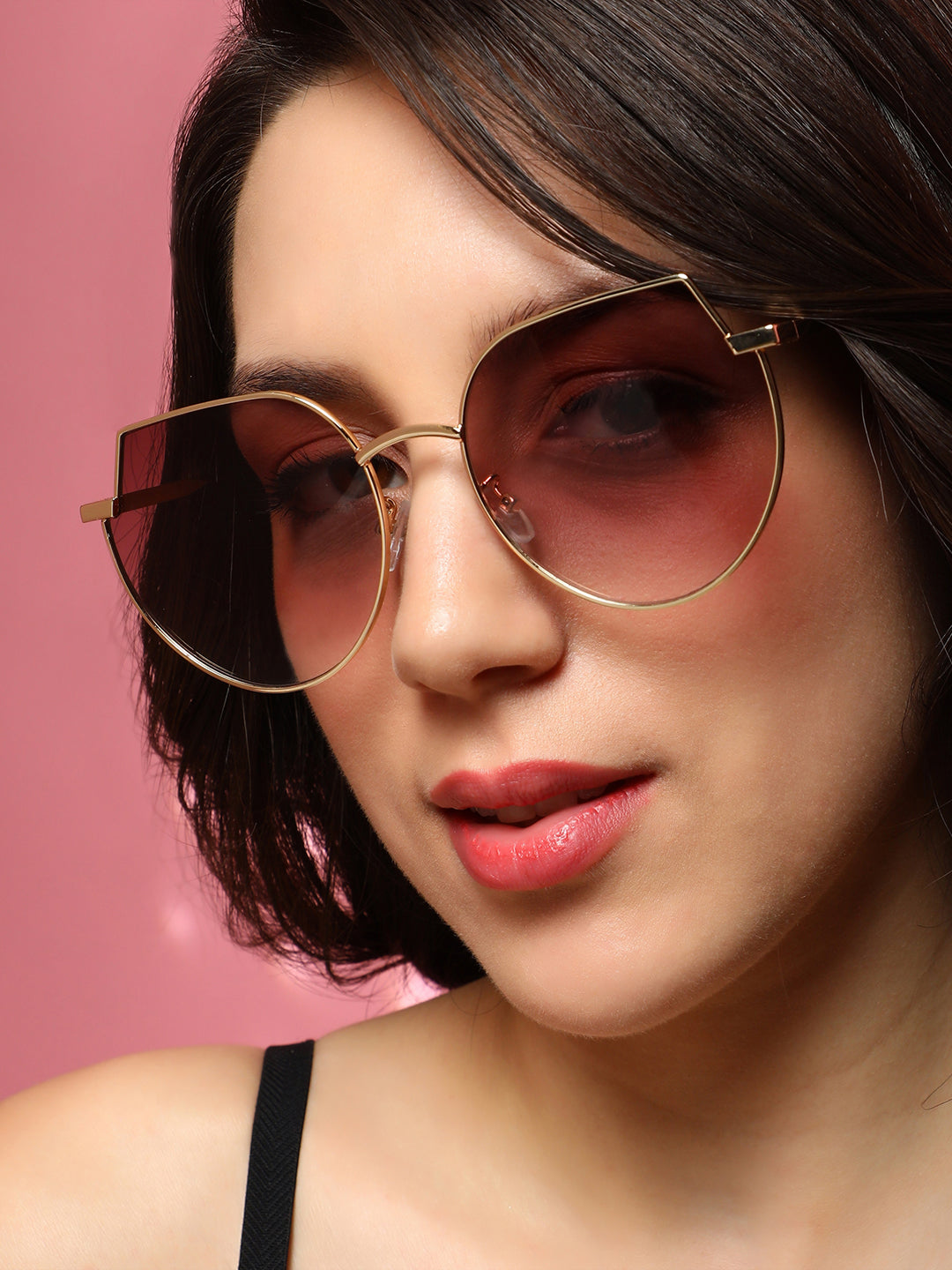 The Curved Cateye Sunglasses - Champayne Gold