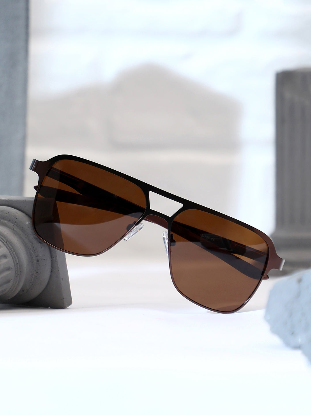 The Classic Rectangular Aviator Sunglasses - Chocolate Brown