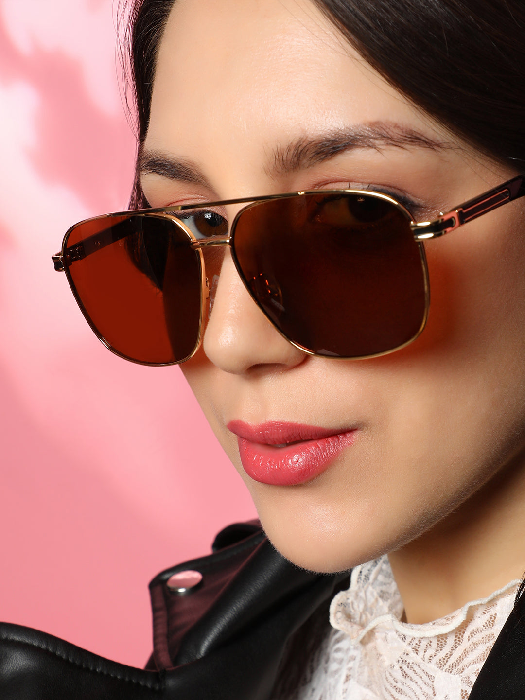 The Contrast Aviator Sunglasses - Mocha Brown