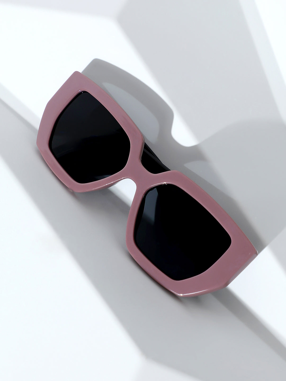 The Chunky Block Geometric Sunglasses - Mauve Purple