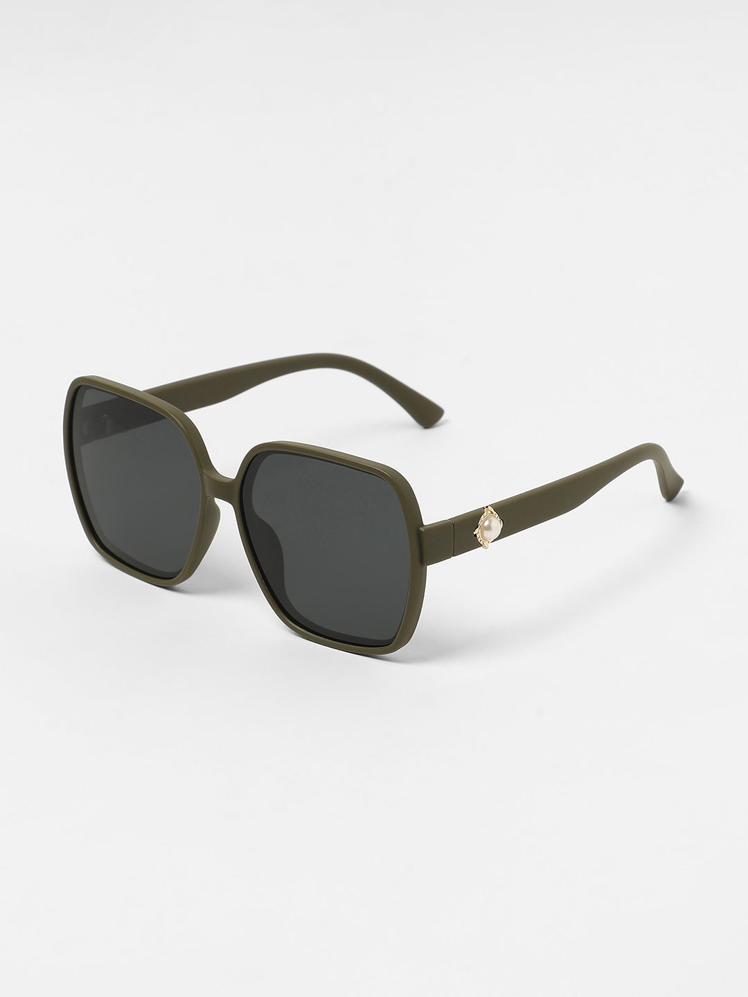 The Embellished Oversized Sunglasses - Olive Green