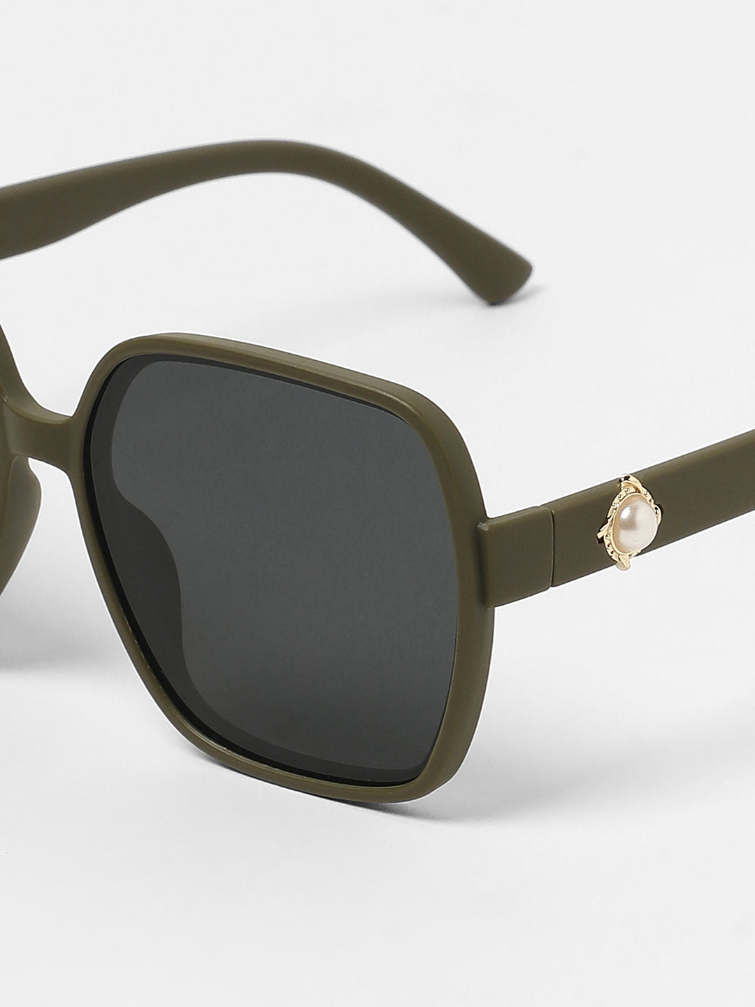 The Embellished Oversized Sunglasses - Olive Green