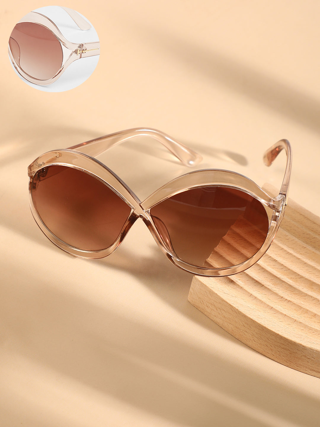 The Ombre Twist Oversized Sunglasses - Ash Brown