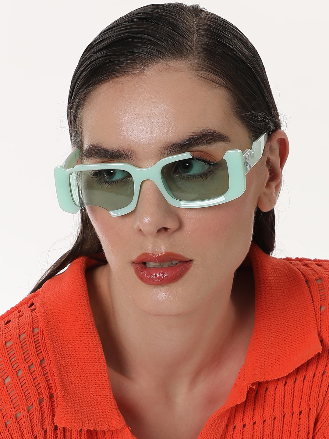 The Crunch Rectangular Sunglasses - Mint Green