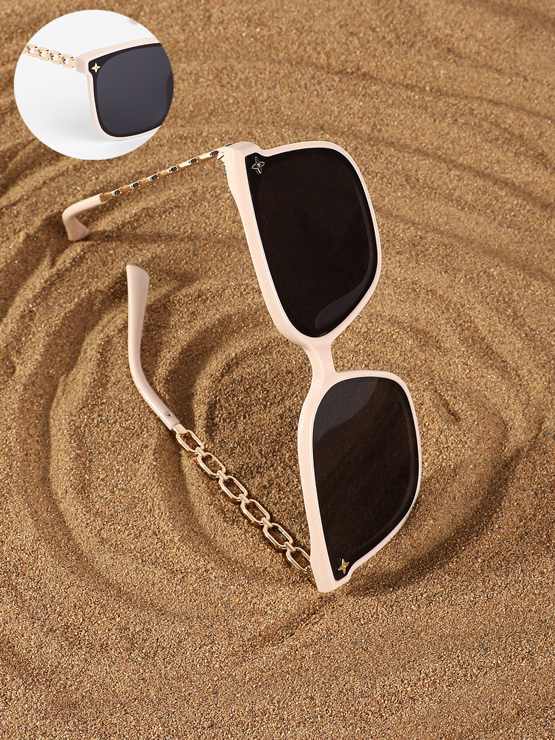 The Chainlink Wayfarer Sunglasses - Ivory White