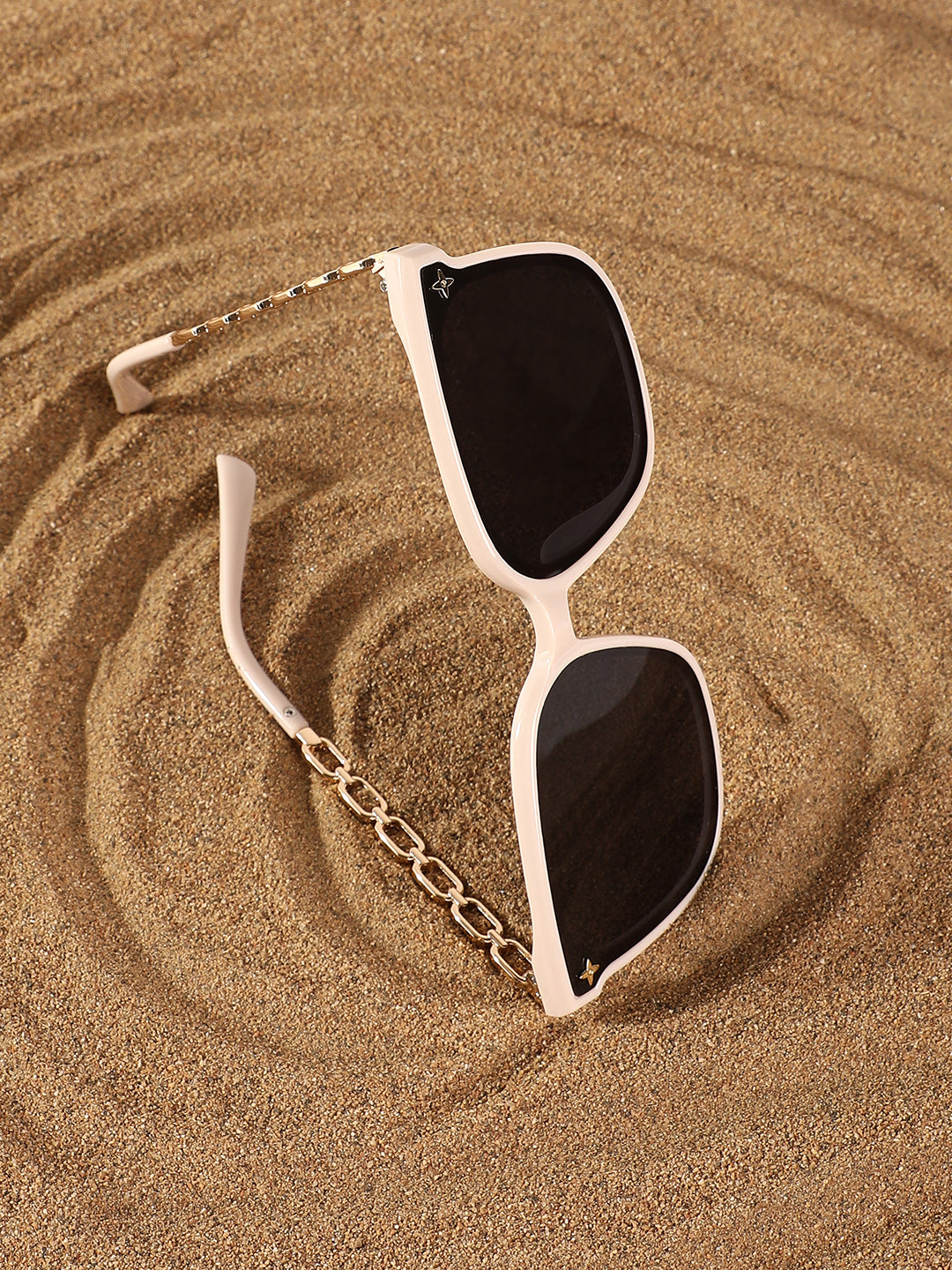 The Chainlink Wayfarer Sunglasses - Ivory White