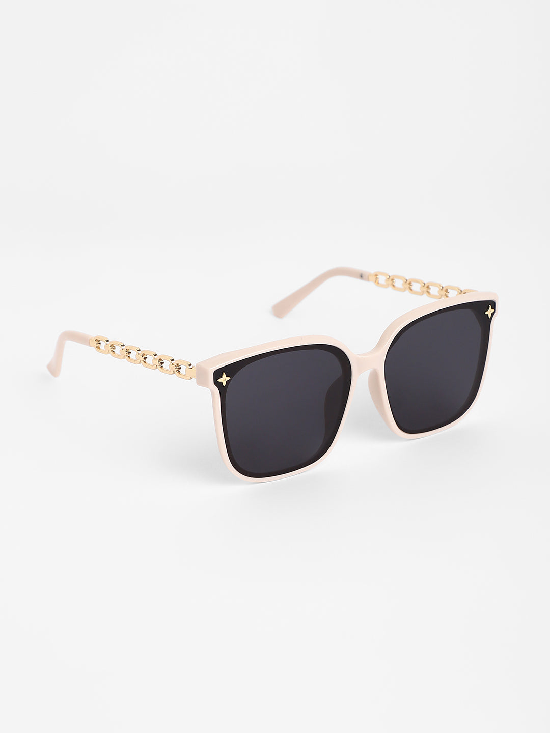 The Chainlink Wayfarer Sunglasses - Ivory White