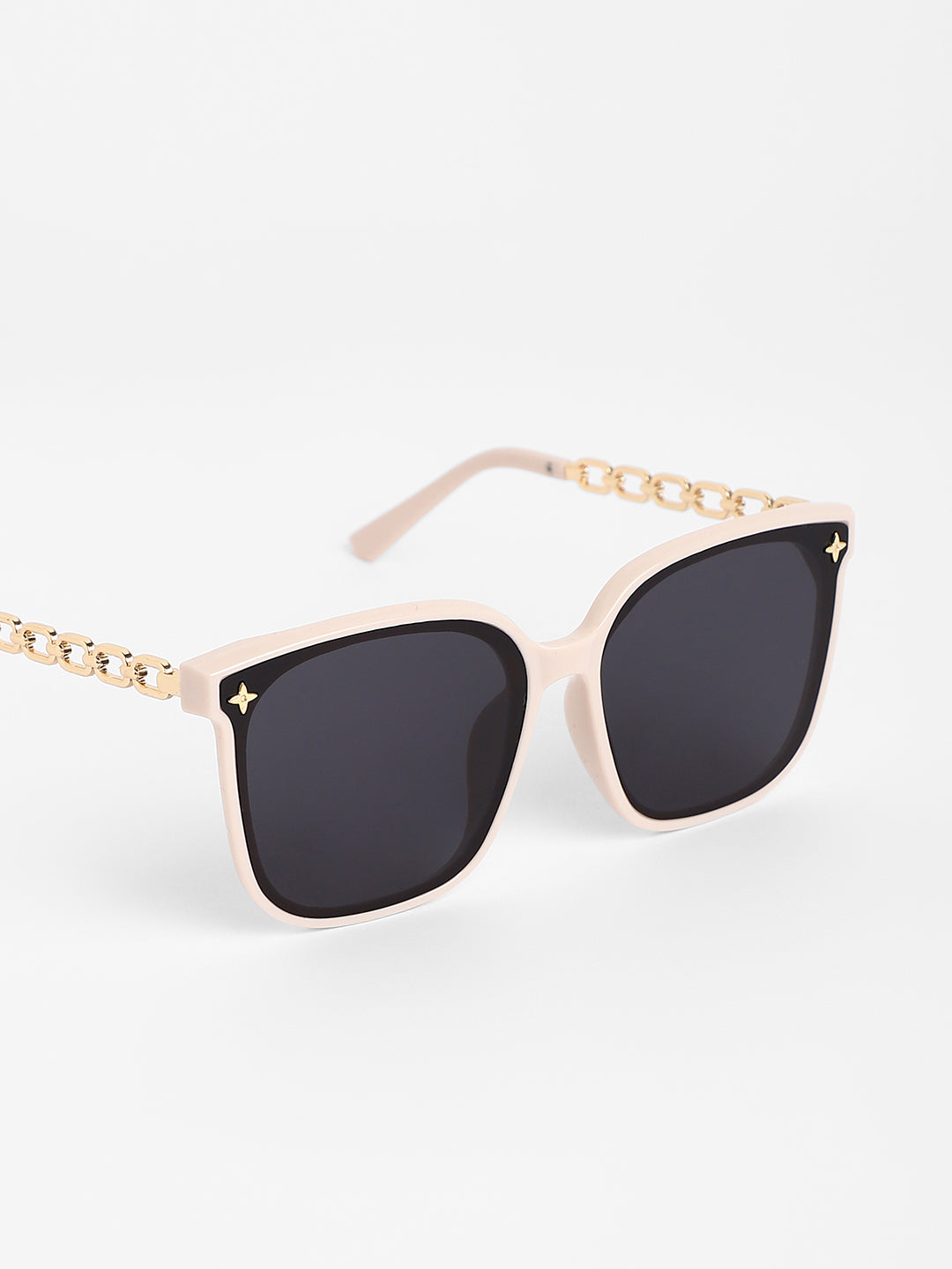 The Chainlink Wayfarer Sunglasses - Ivory White