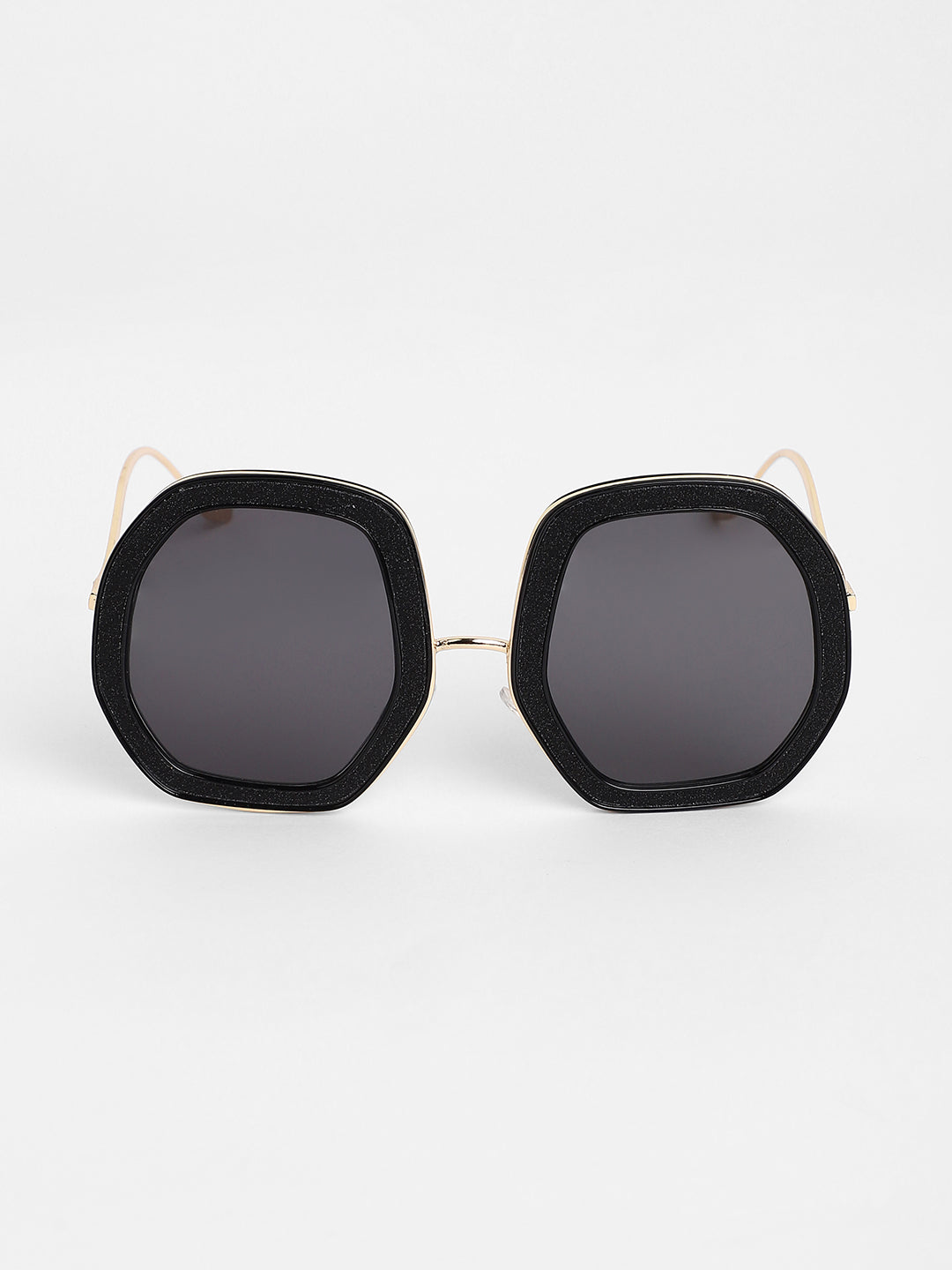 The Shimmer Oversized Sunglasses - Charcoal Black