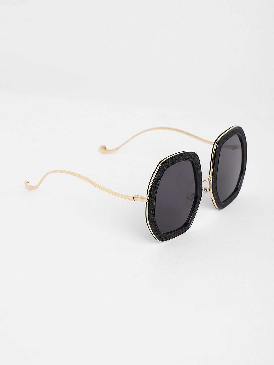 The Shimmer Oversized Sunglasses - Charcoal Black