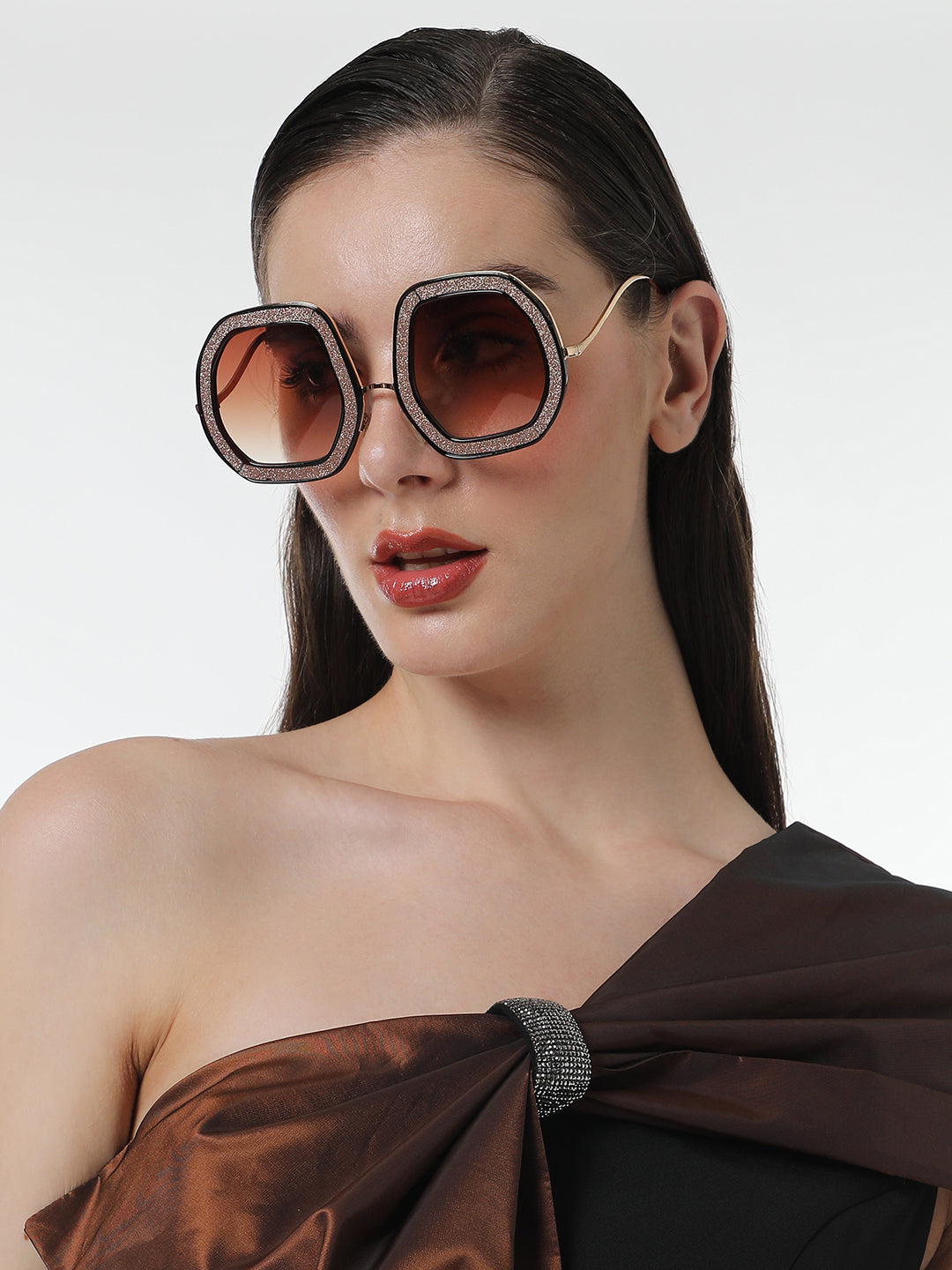 The Shimmer Oversized Sunglasses - Metallic Pink