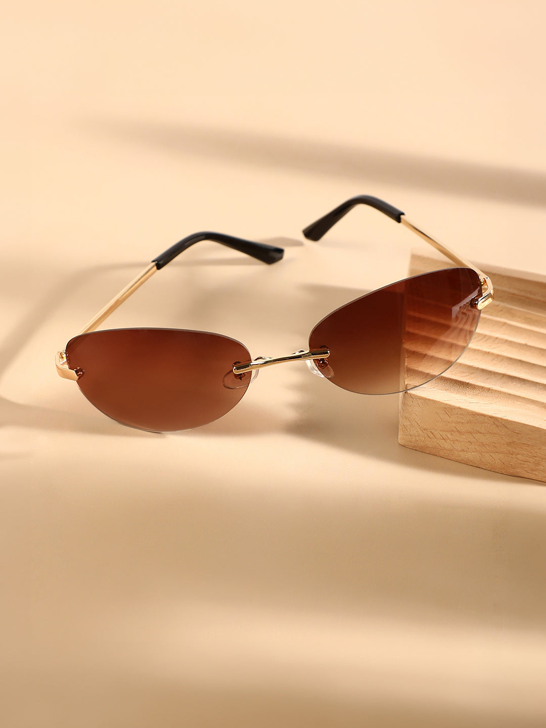 The Minimal Oval Sunglasses - Champayne Gold