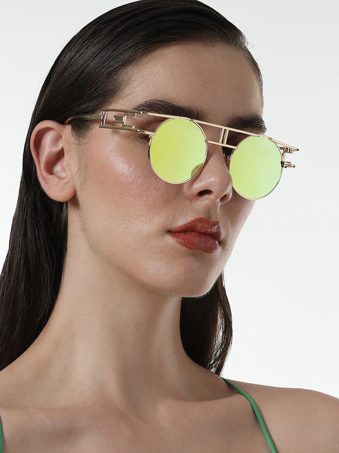 The Indie Round Sunglasses - Metallic Yellow