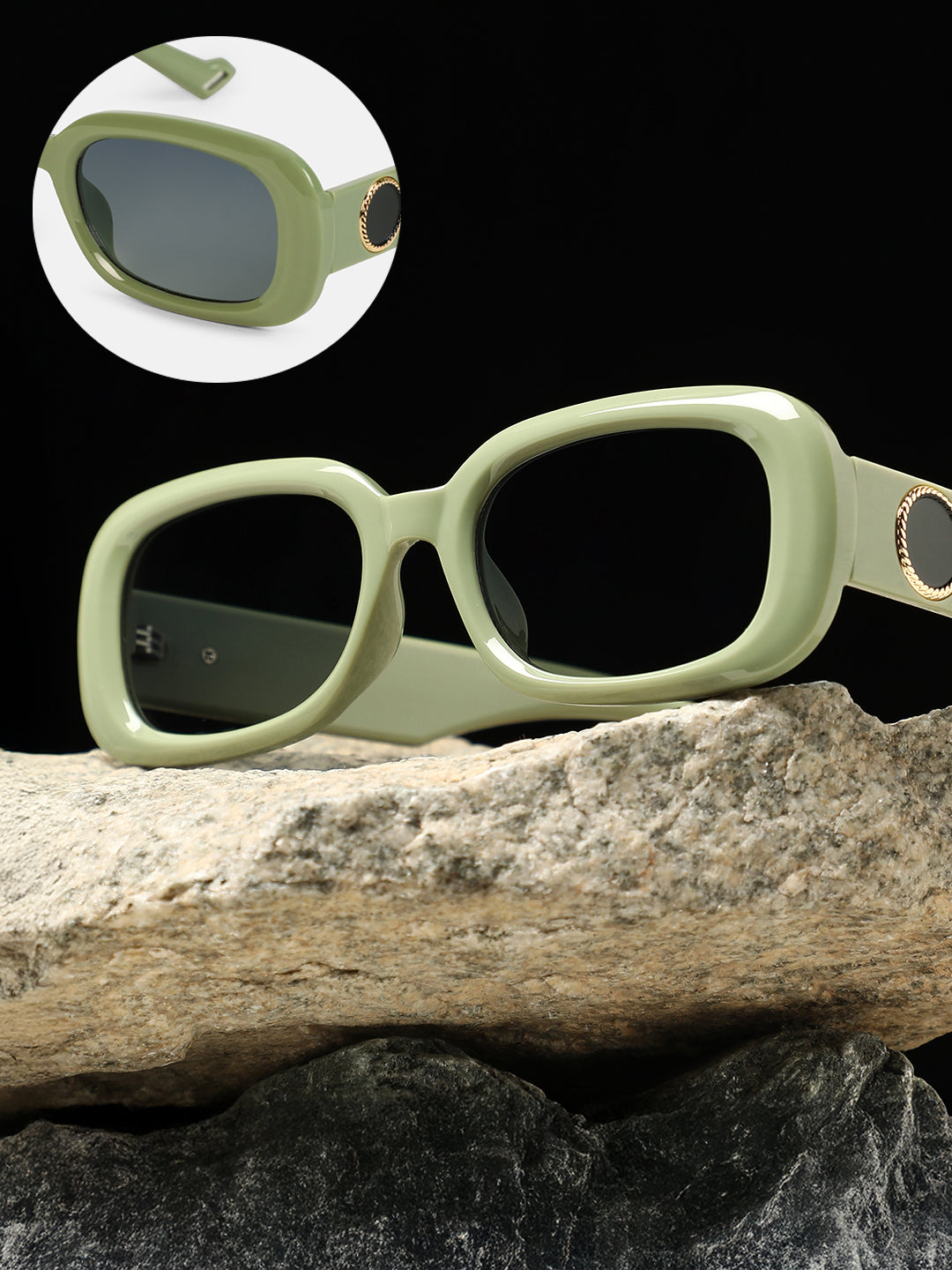 The Retro Cinema Rectangular Sunglass - Olive Green