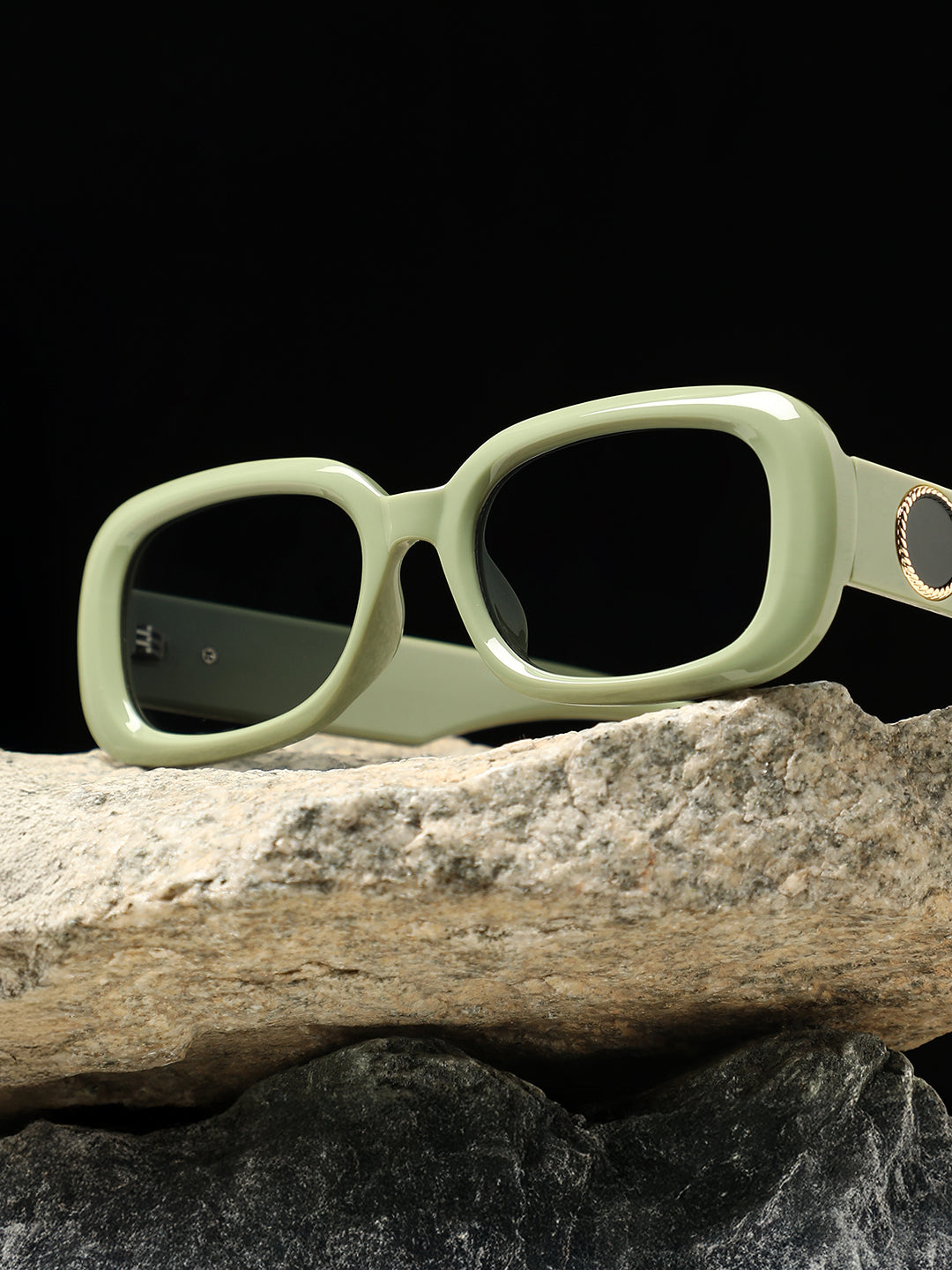 The Retro Cinema Rectangular Sunglass - Olive Green