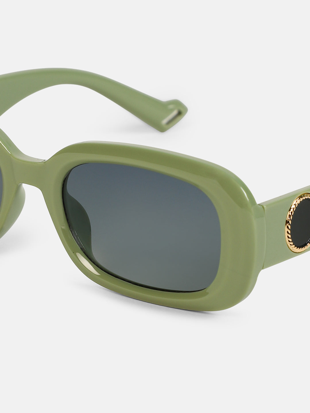 The Retro Cinema Rectangular Sunglass - Olive Green