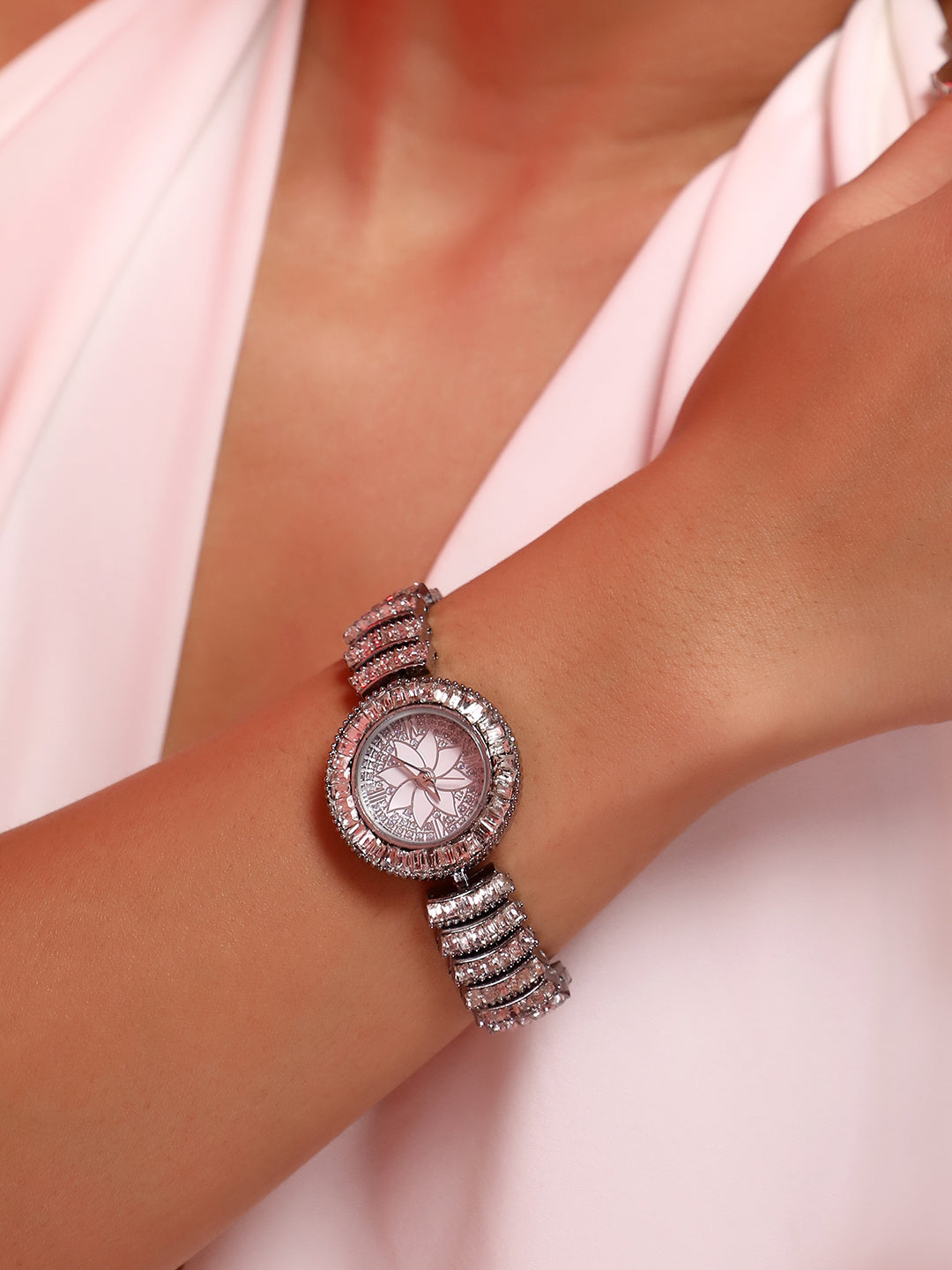 Embellished Flora Round Watch