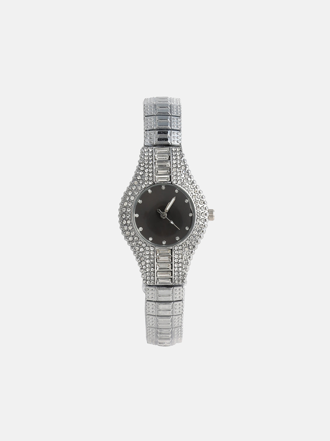 The Embellished Round Watch - Onyx Black