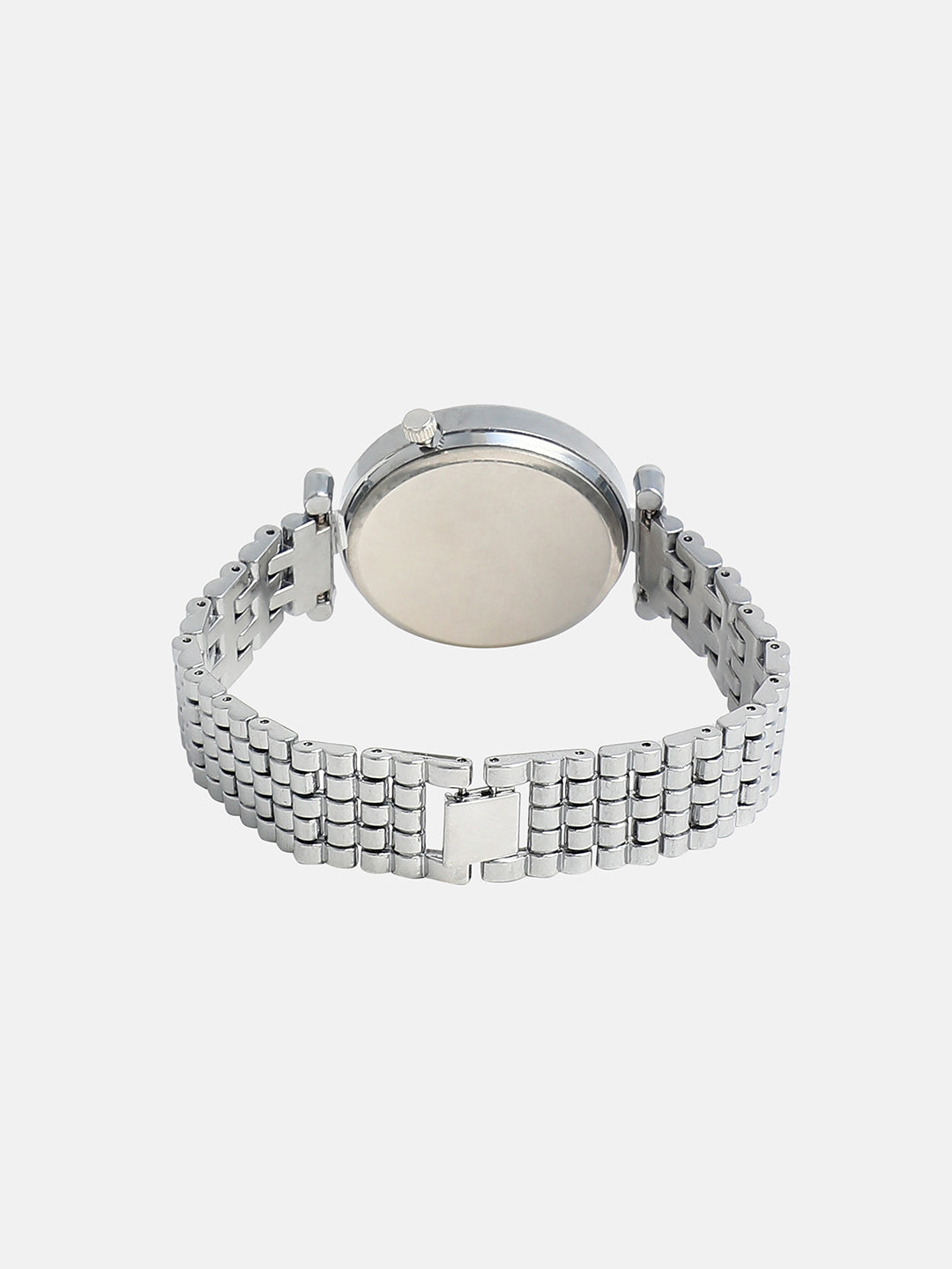 The Opulent Roman Round Watch - Metallic Silver