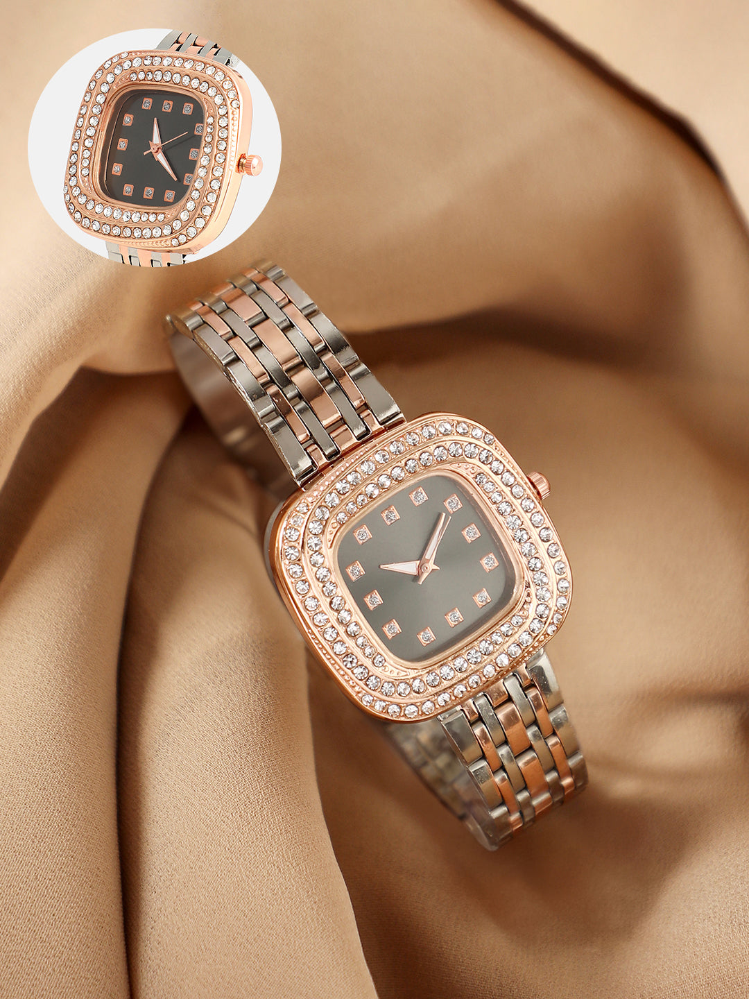 The Embellished Block Round Watch