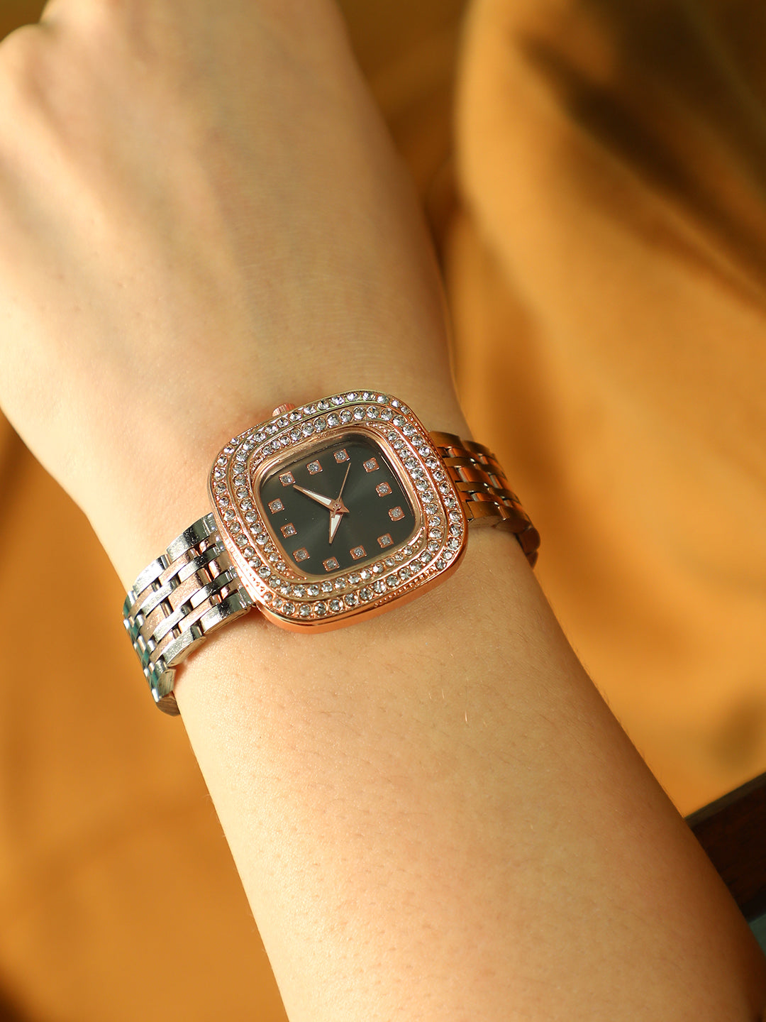 The Embellished Block Round Watch