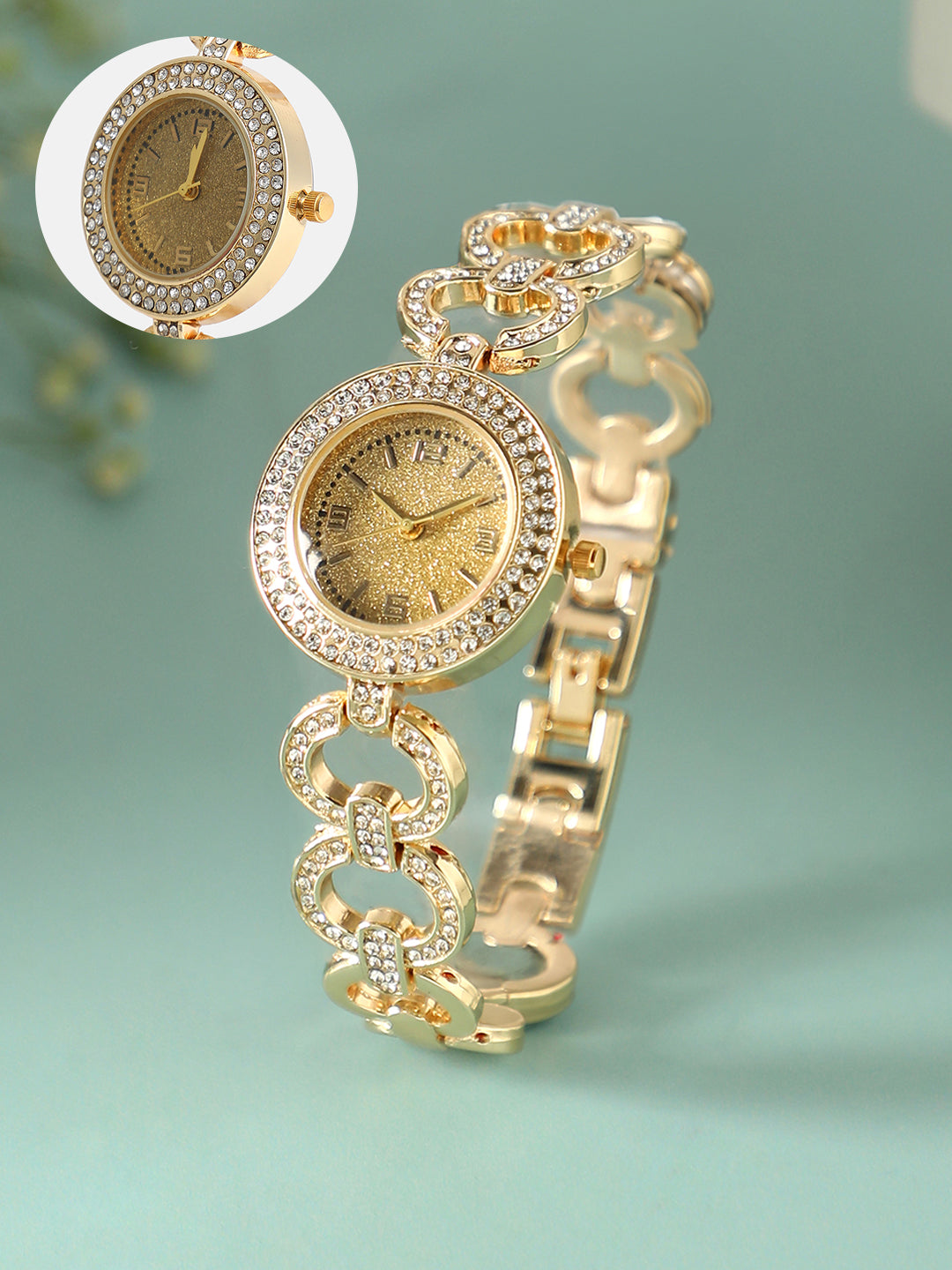 The Embellished Link Round Watch