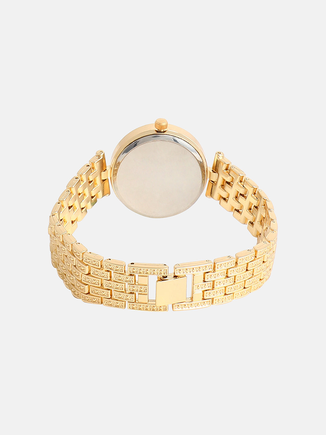 The Embellished Five-Link Round Watch - California Gold