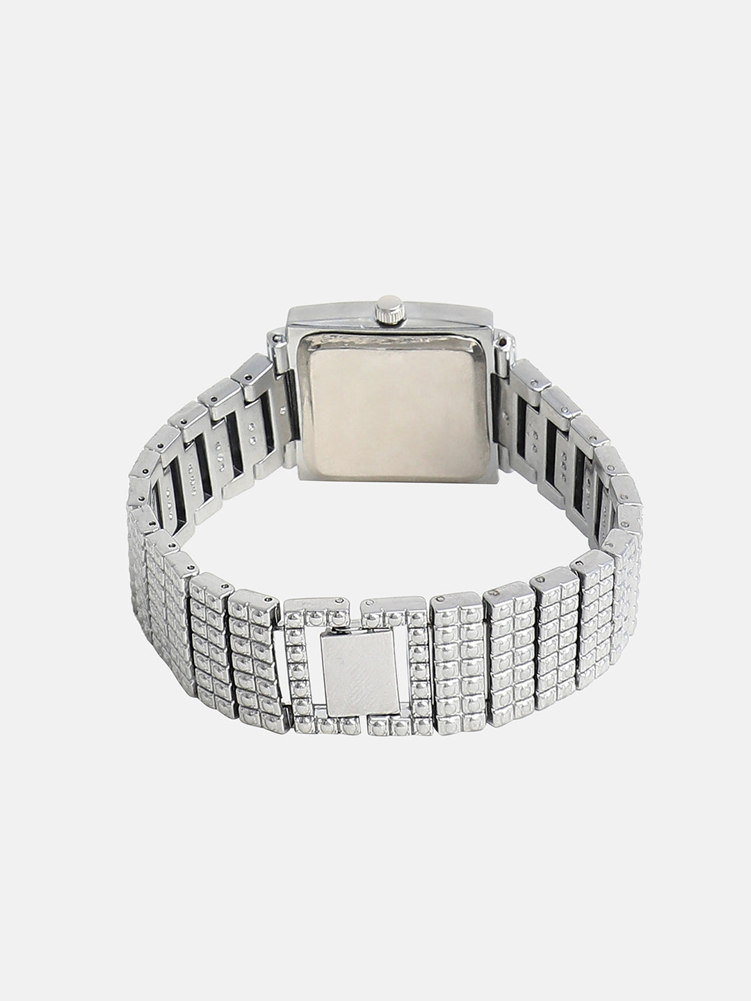 The Embellished Geometric Round Watch - Crystal Silver