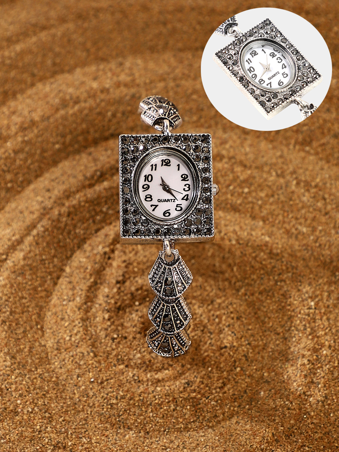 The Seashell Square Watch - Antique Silver