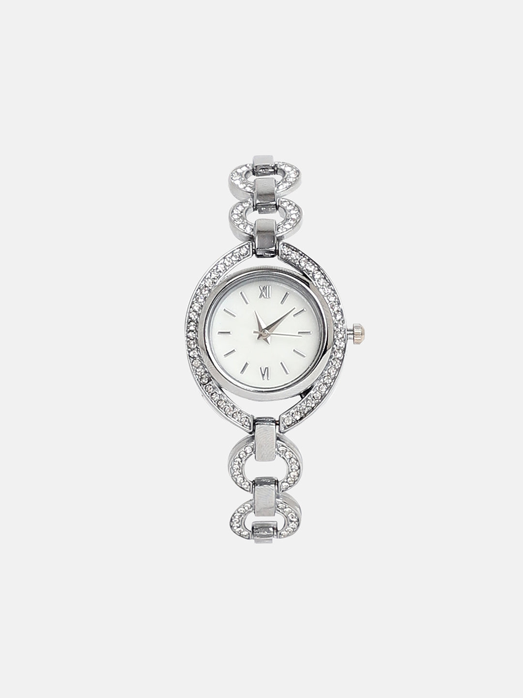 Women's The Embellished Chainlink Round Watch - Metallic Silver