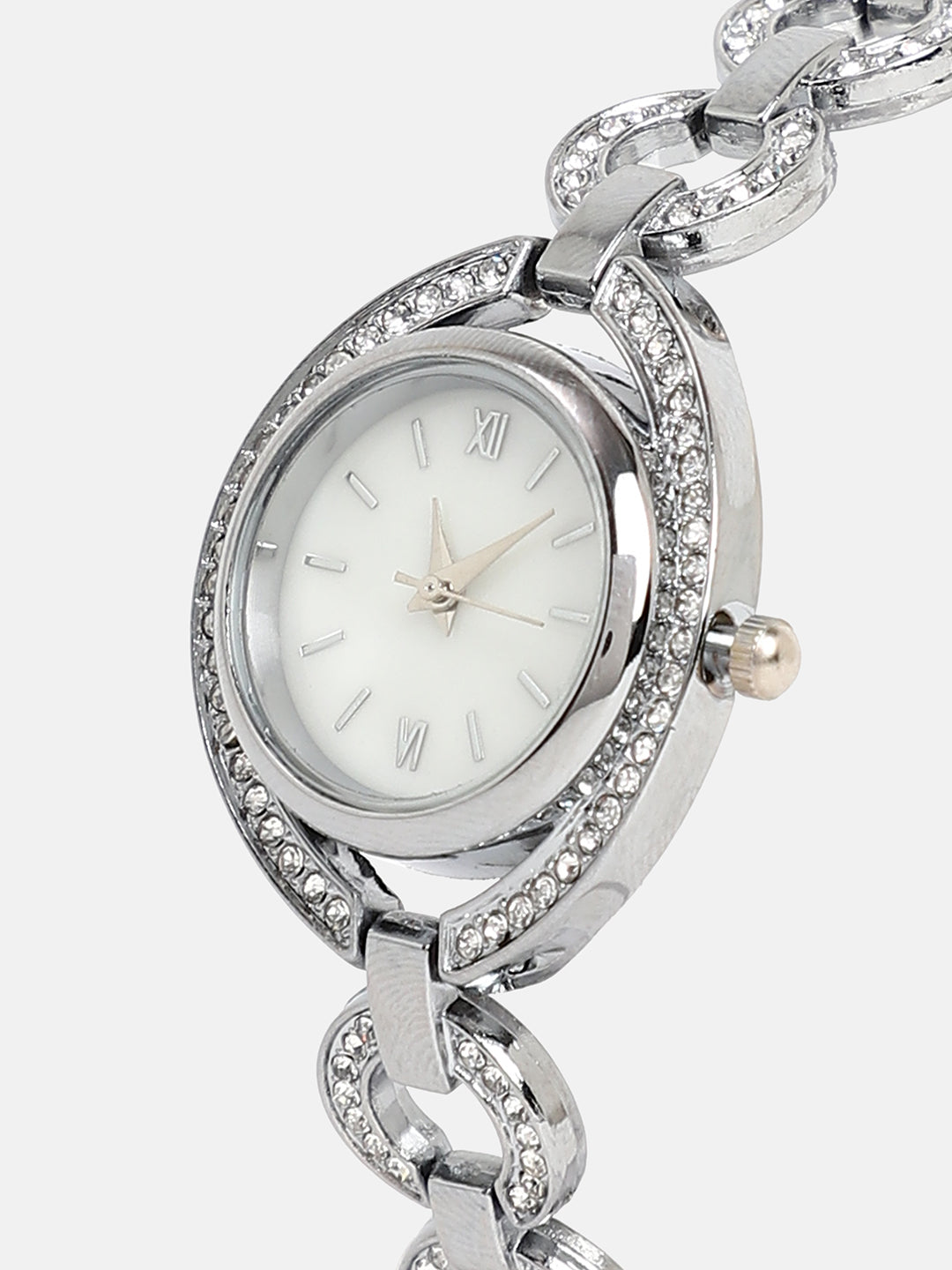 Women's The Embellished Chainlink Round Watch - Metallic Silver