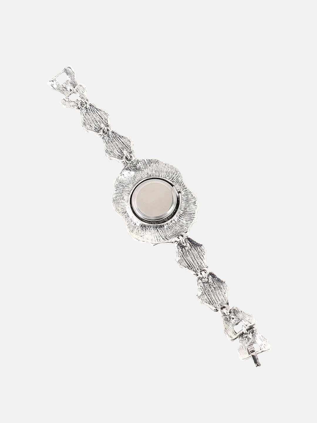 The Stone Foliage Round Watch - Antique Silver