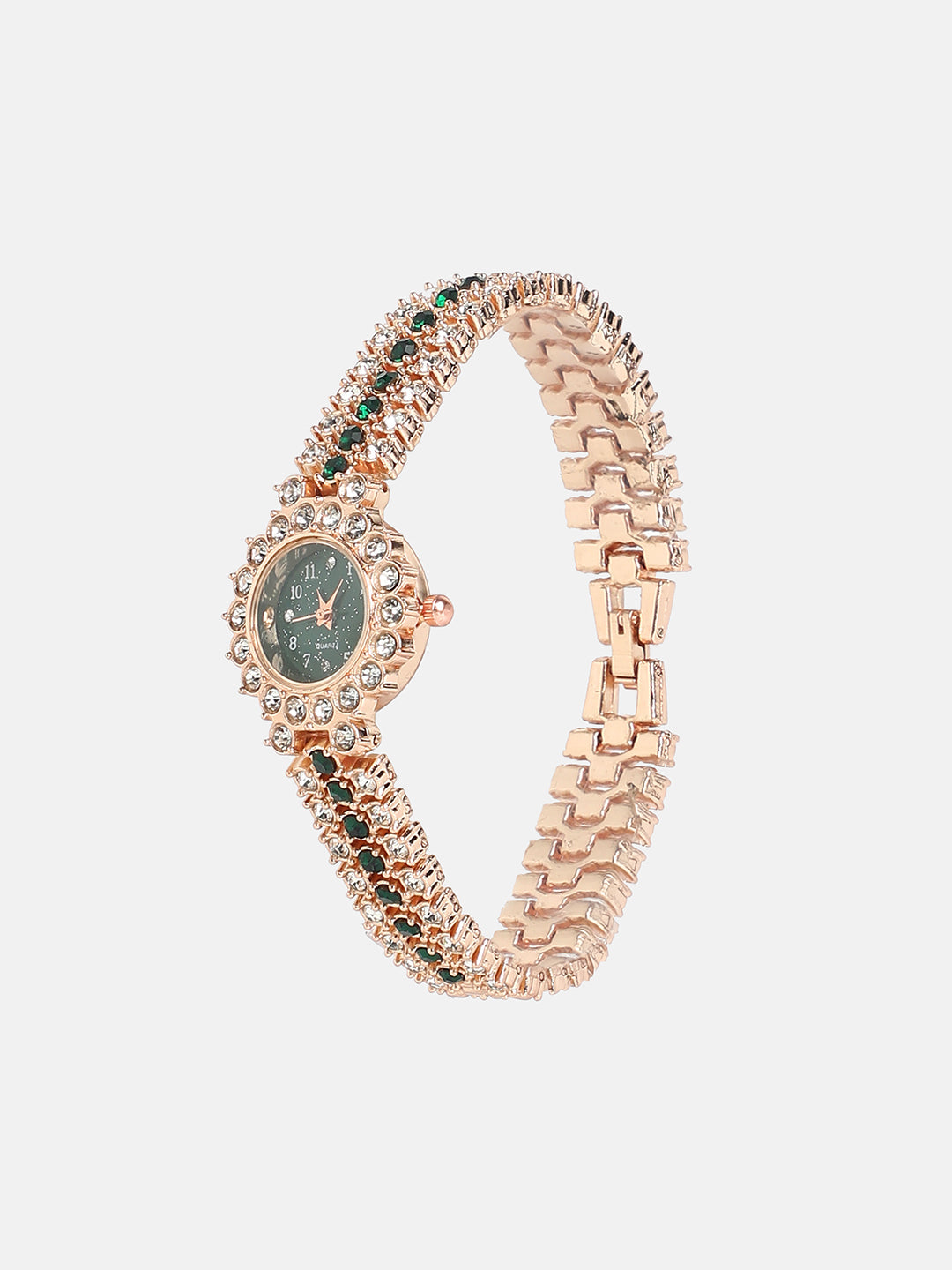 Women's The Sleek Block Round Watch - California Gold:Emerald Green