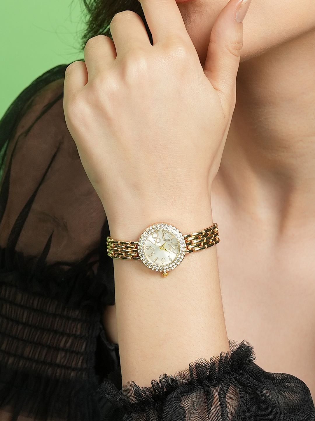 Women's The Embellished Beads Of Rice Round Watch - California Gold