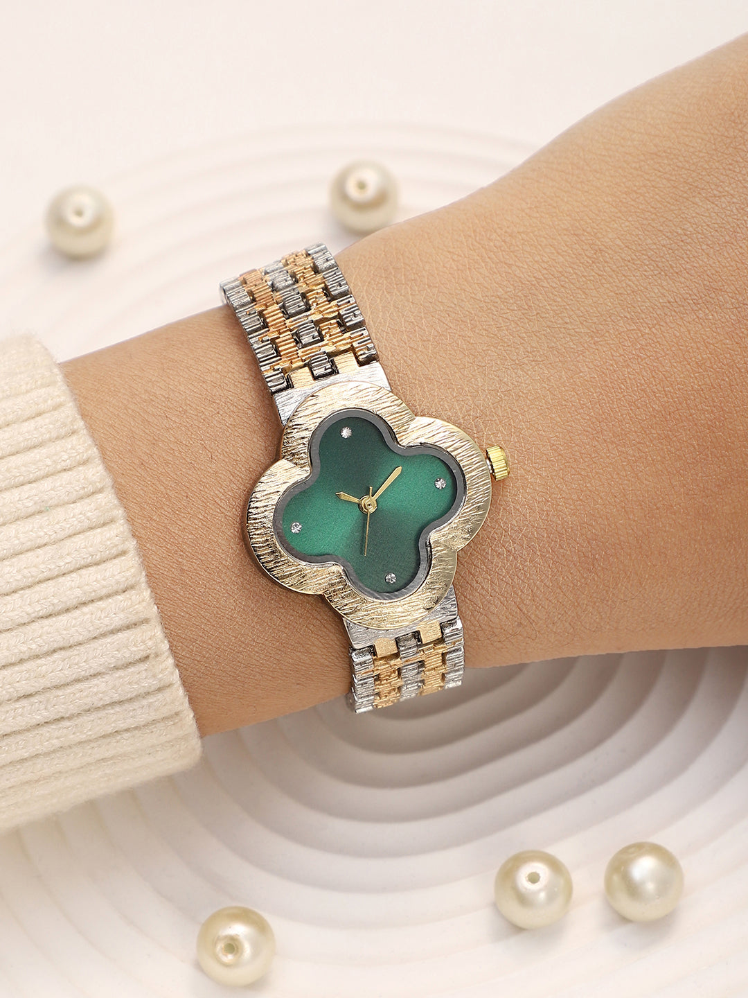 The Dented Clover Watch - Emerald Green