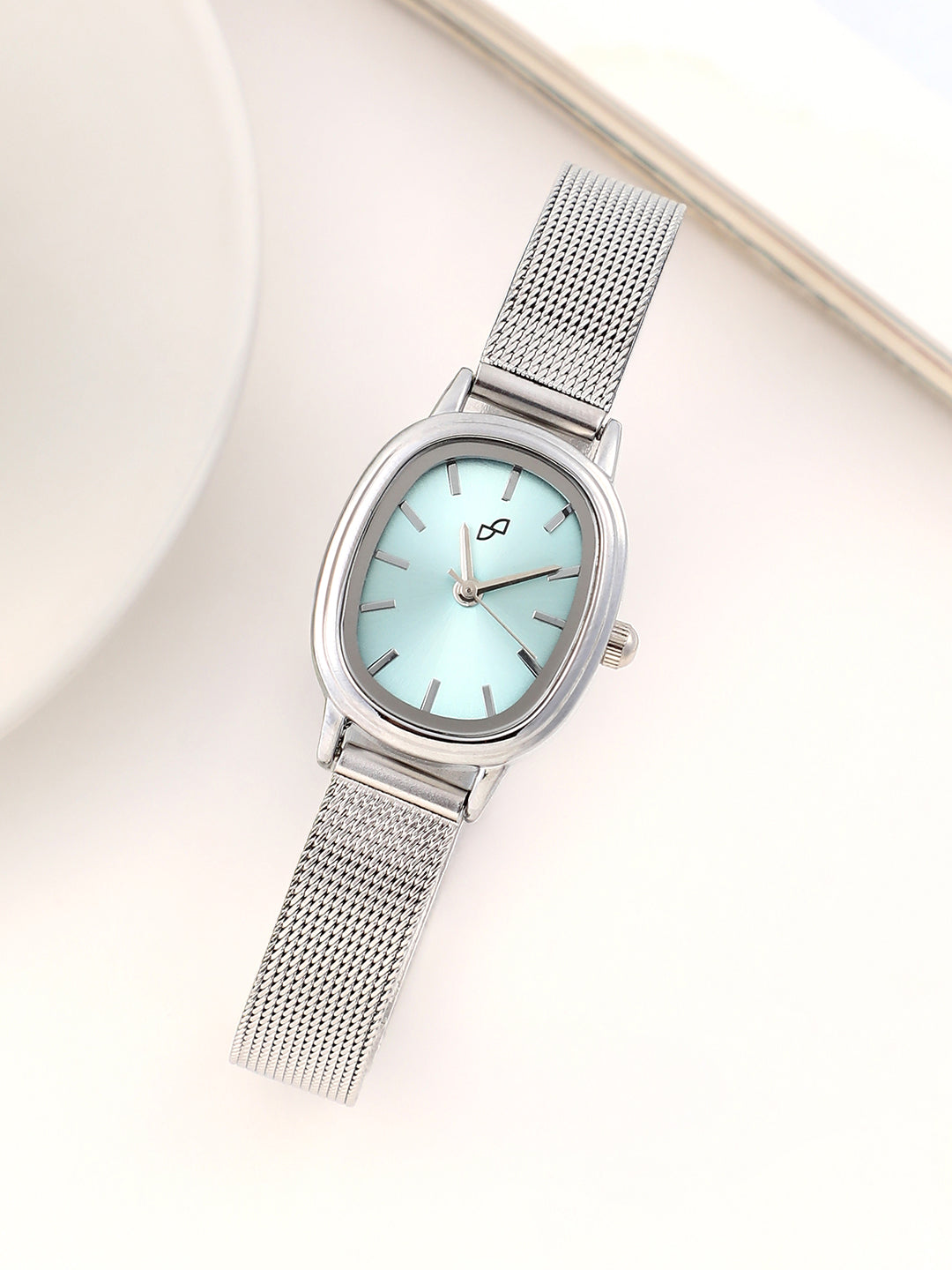 The Cosmopolis Mesh Rectangular Watch - Powder Blue