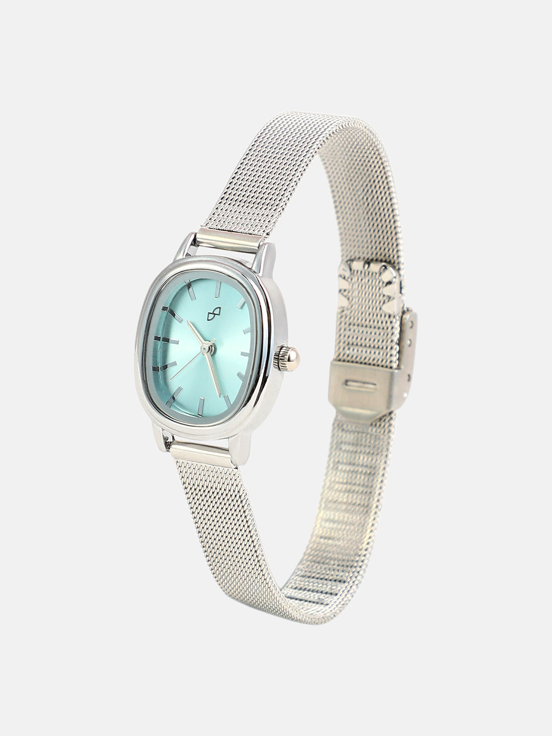 The Cosmopolis Mesh Rectangular Watch - Powder Blue