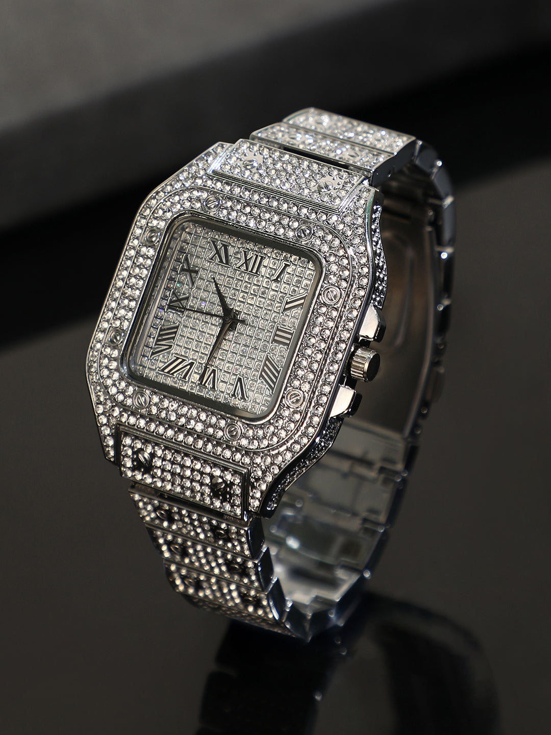 The Bijou Roman Square Watch - Metallic Silver