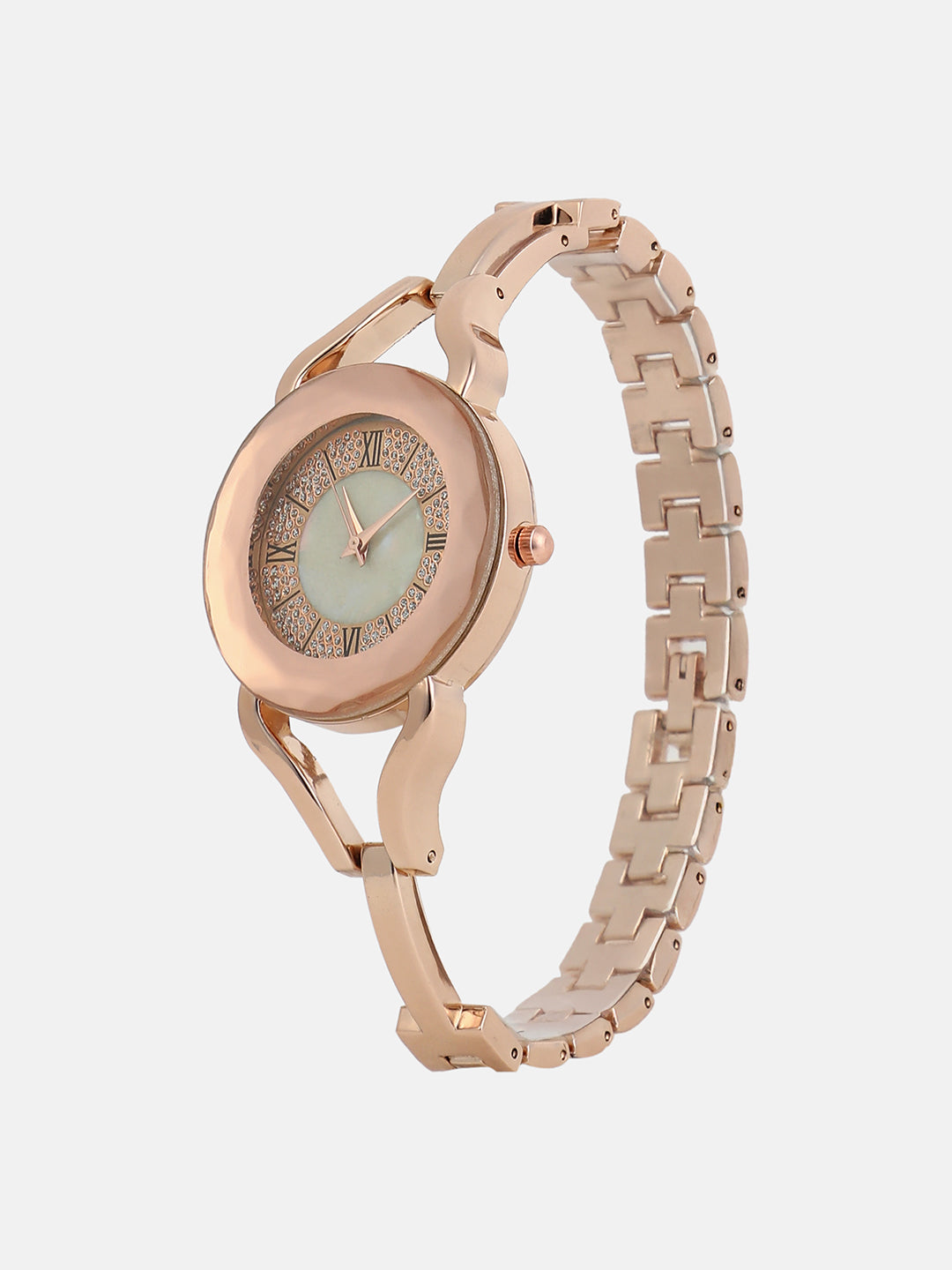 The Celeste Roman Round Watch - Rose Gold