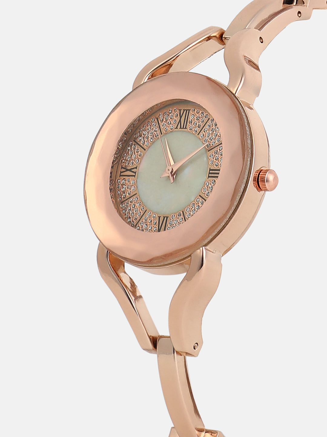 The Celeste Roman Round Watch - Rose Gold