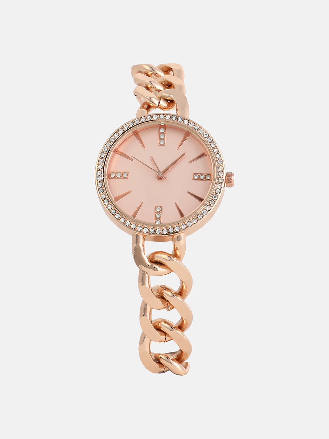 The Chainlink Gem Round Watch - Rose Gold