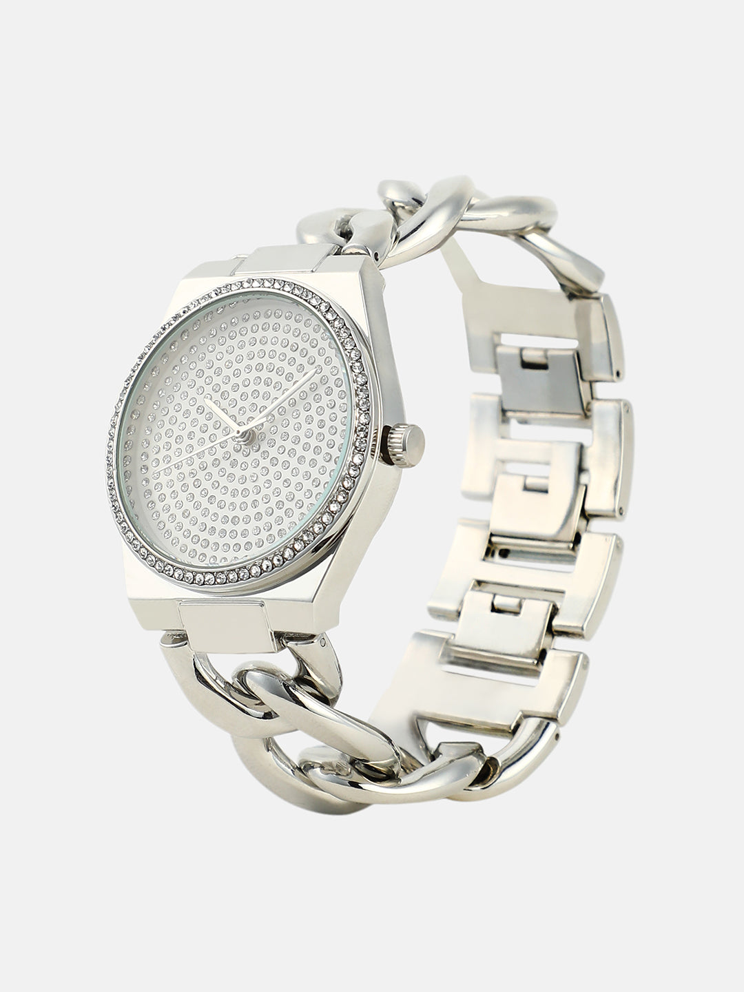 The Supernova Chunkylink Cushion Watch - Metallic Silver