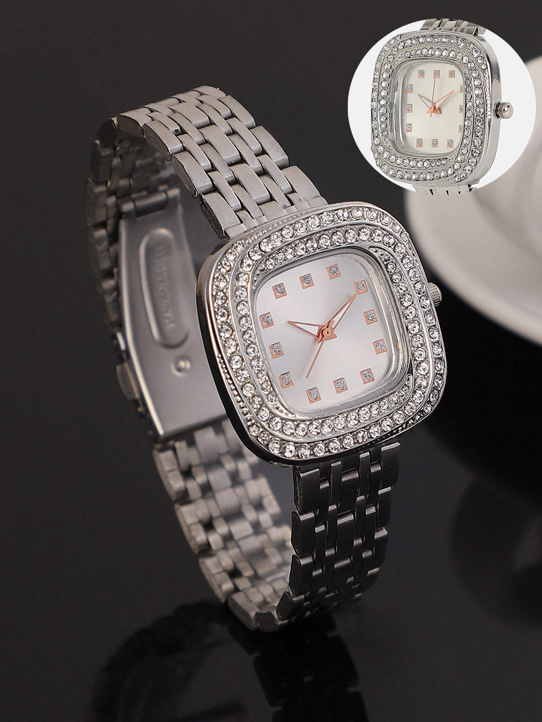 The Jolie Vortex Square Watch - Metallic Silver