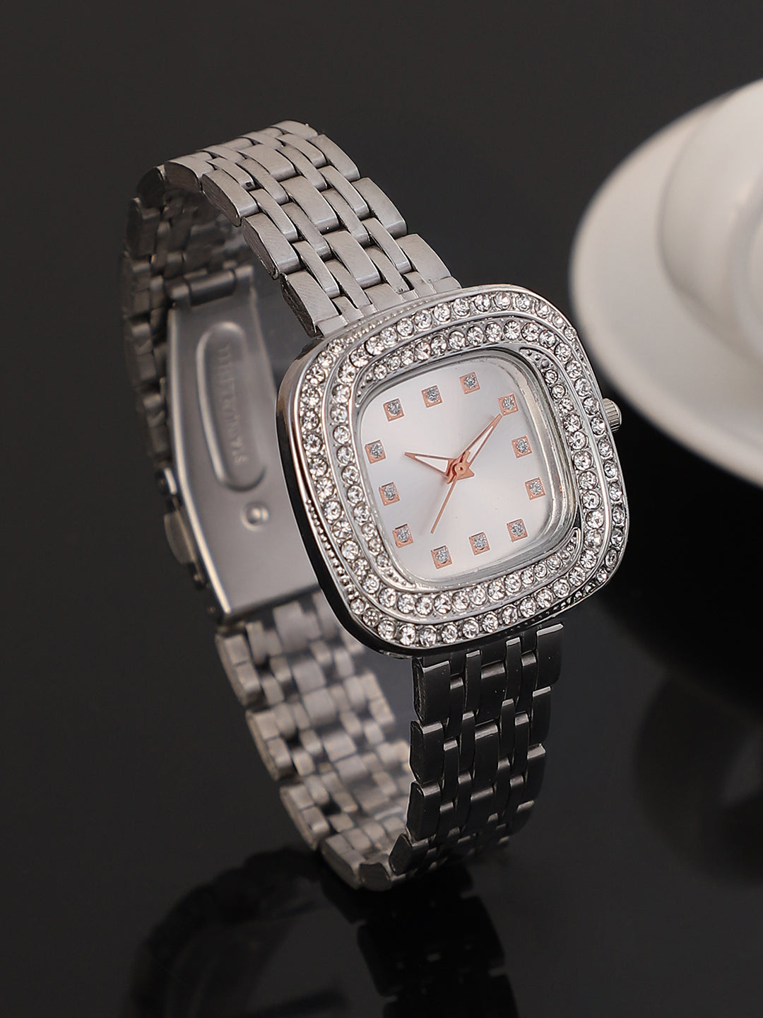 The Jolie Vortex Square Watch - Metallic Silver