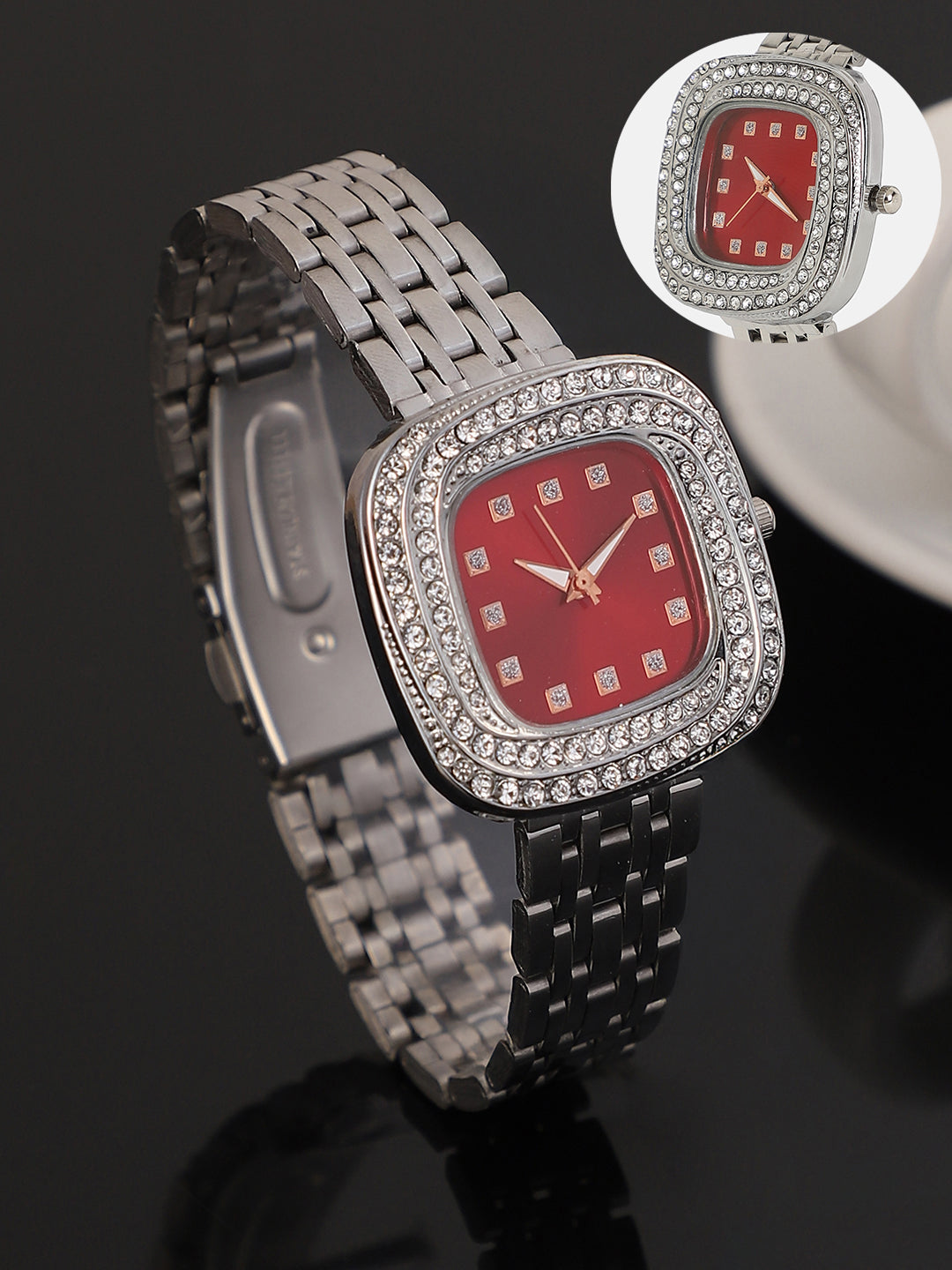 The Jolie Vortex Square Watch - Crimson Red