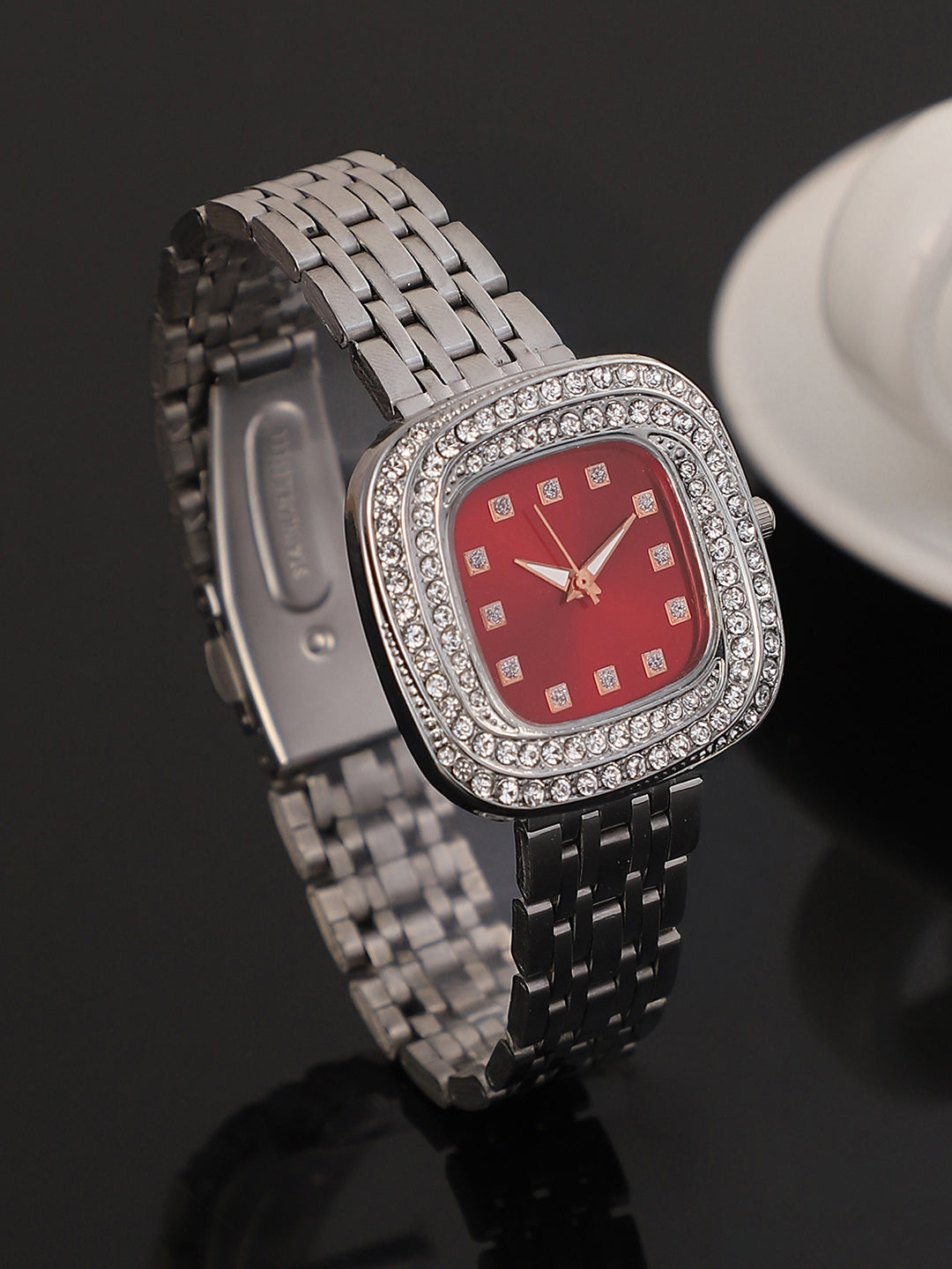 The Jolie Vortex Square Watch - Crimson Red